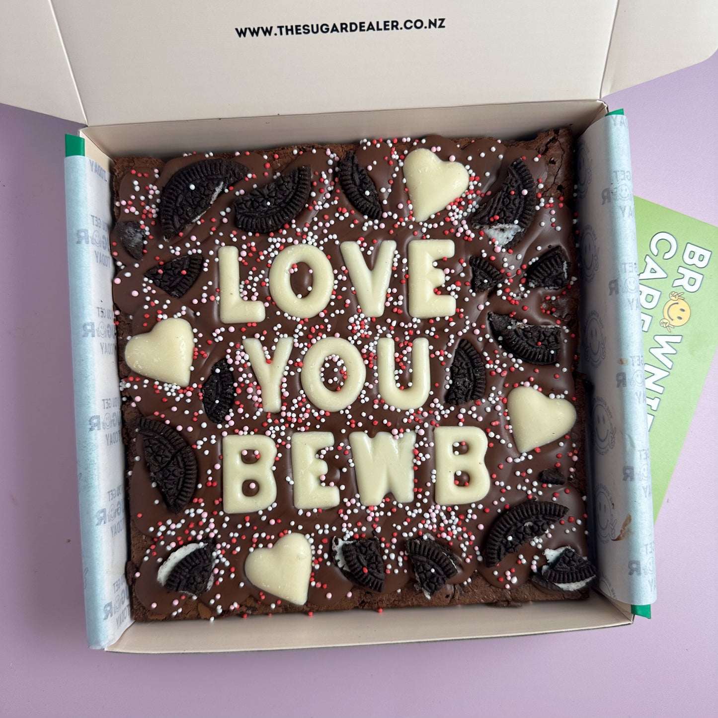 Custom message heart brownie