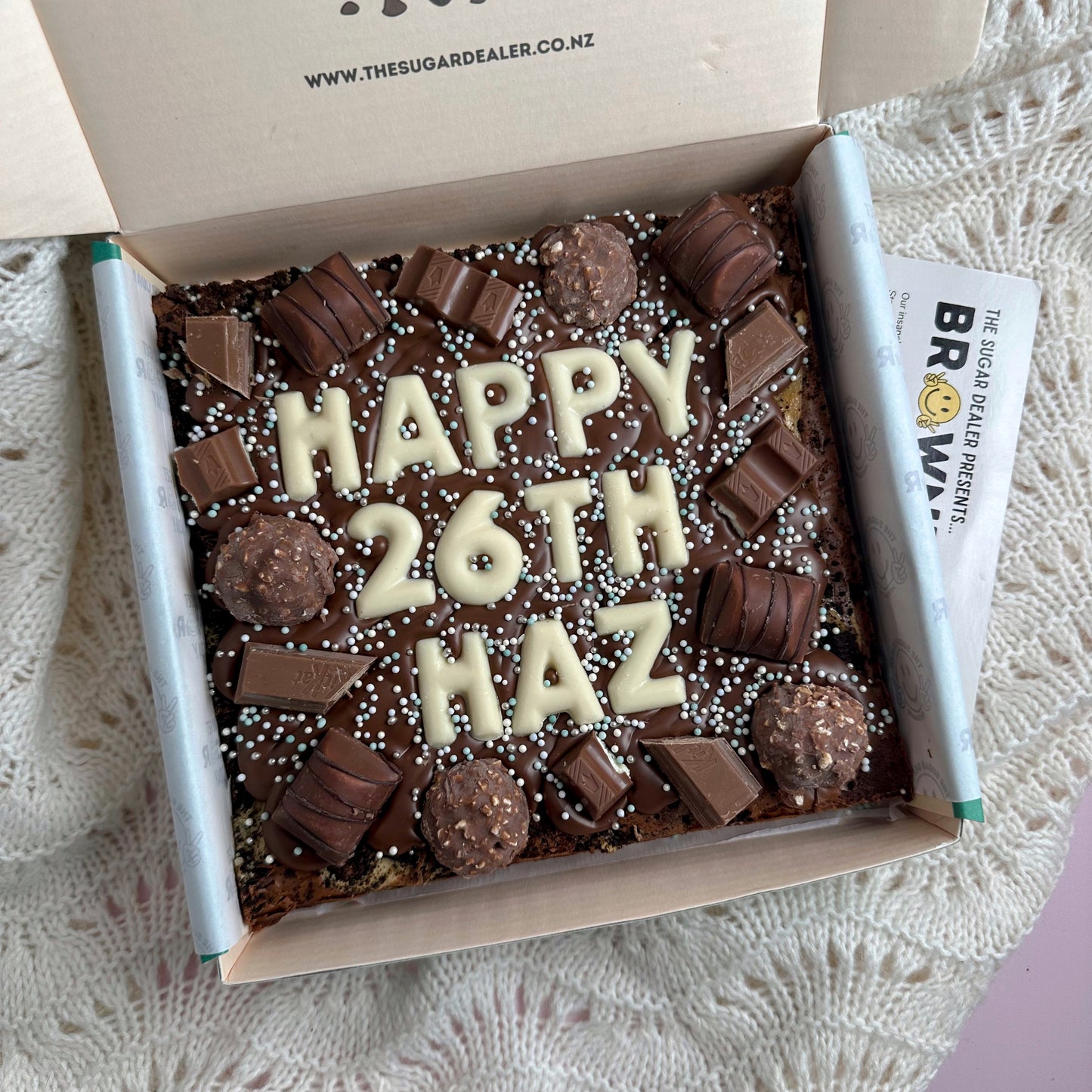 Custom message chocolate fiend brownie