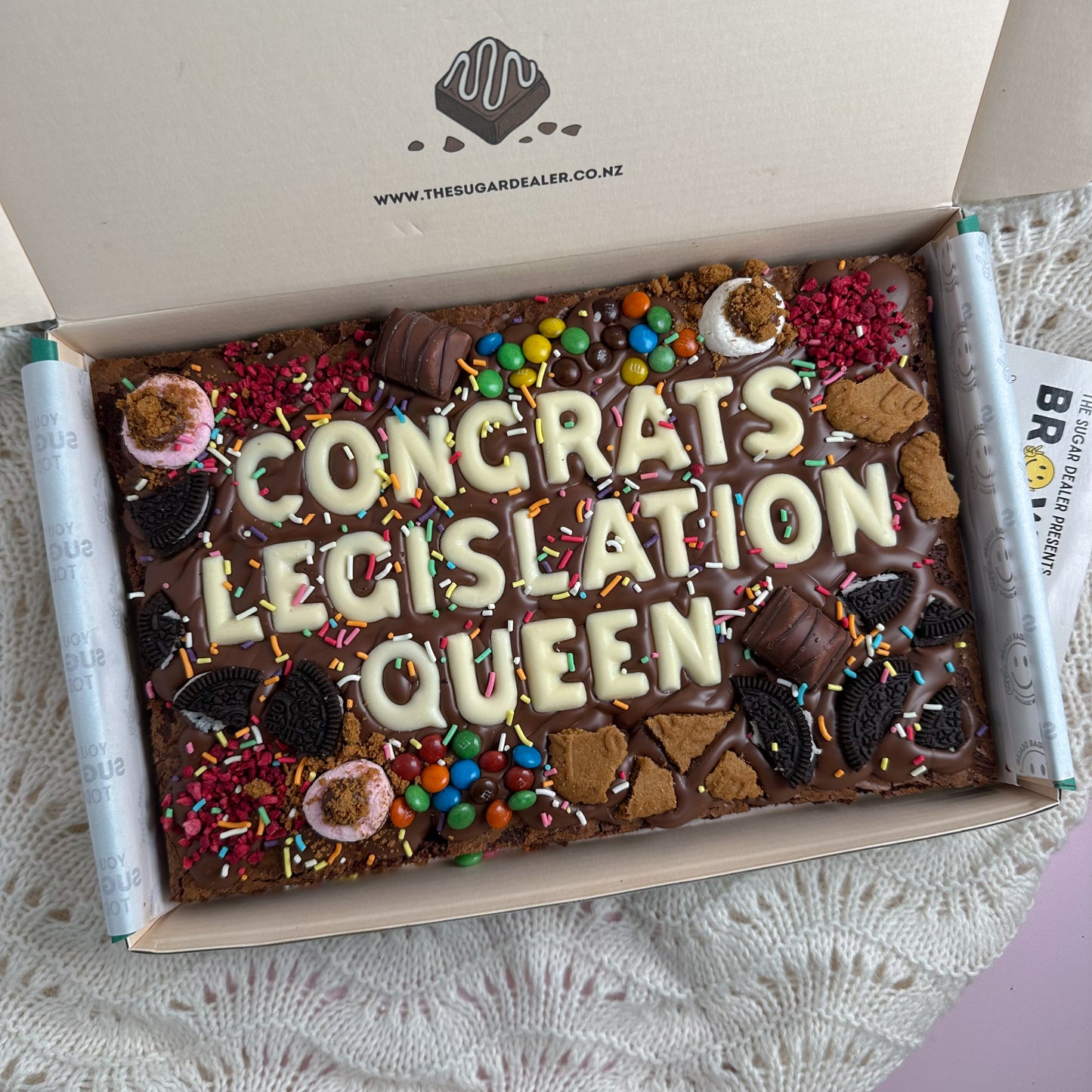 Mega custom message loaded brownie