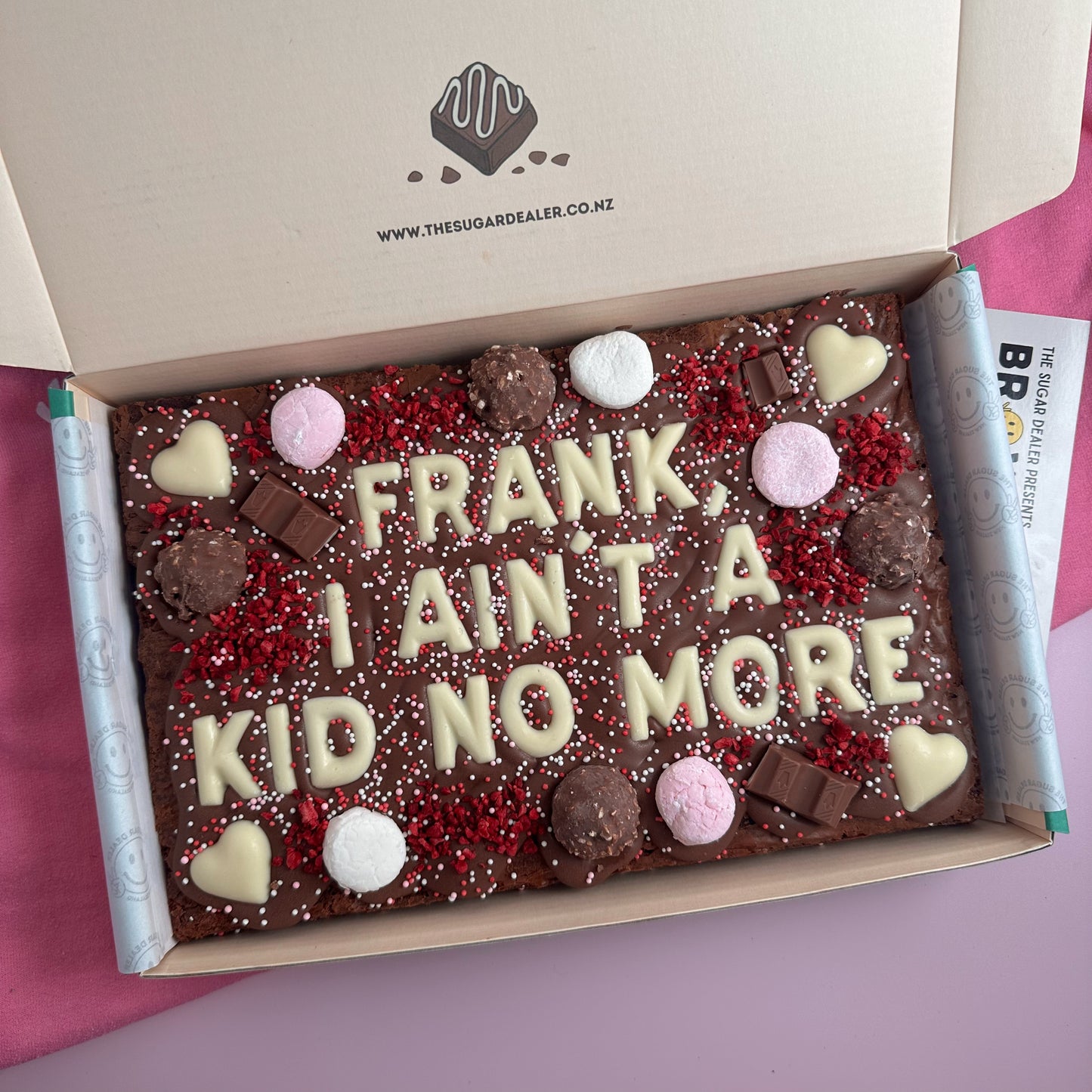 Mega custom message heart brownie