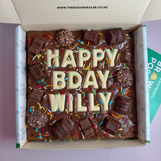 Custom message chocolate fiend brownie
