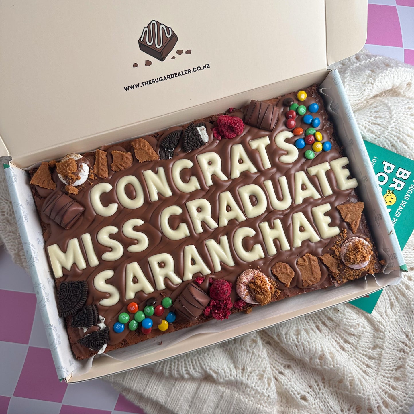 Mega custom message loaded brownie