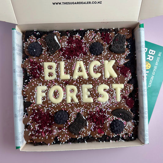 Custom message black forest brownie