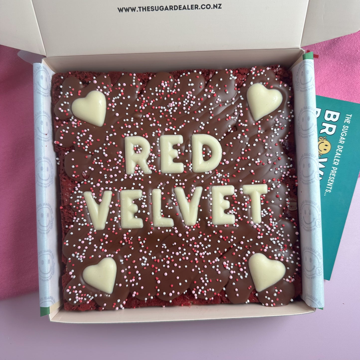 Custom message red velvet brownie