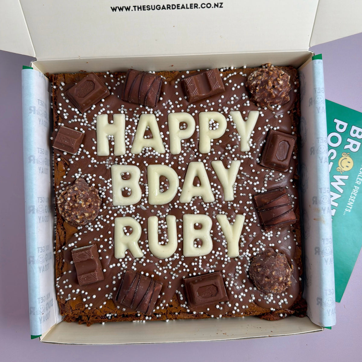 Custom message chocolate fiend brownie