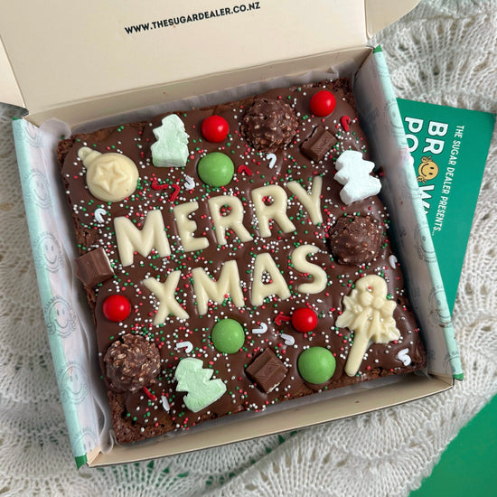 custom message christmas themed brownie