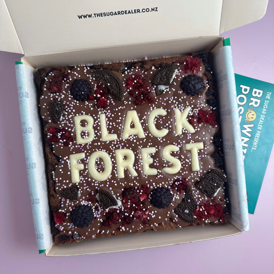 Custom message black forest brownie