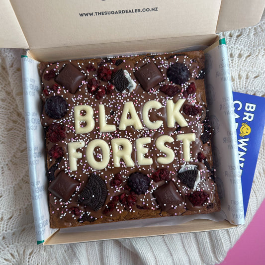 Custom message black forest brownie