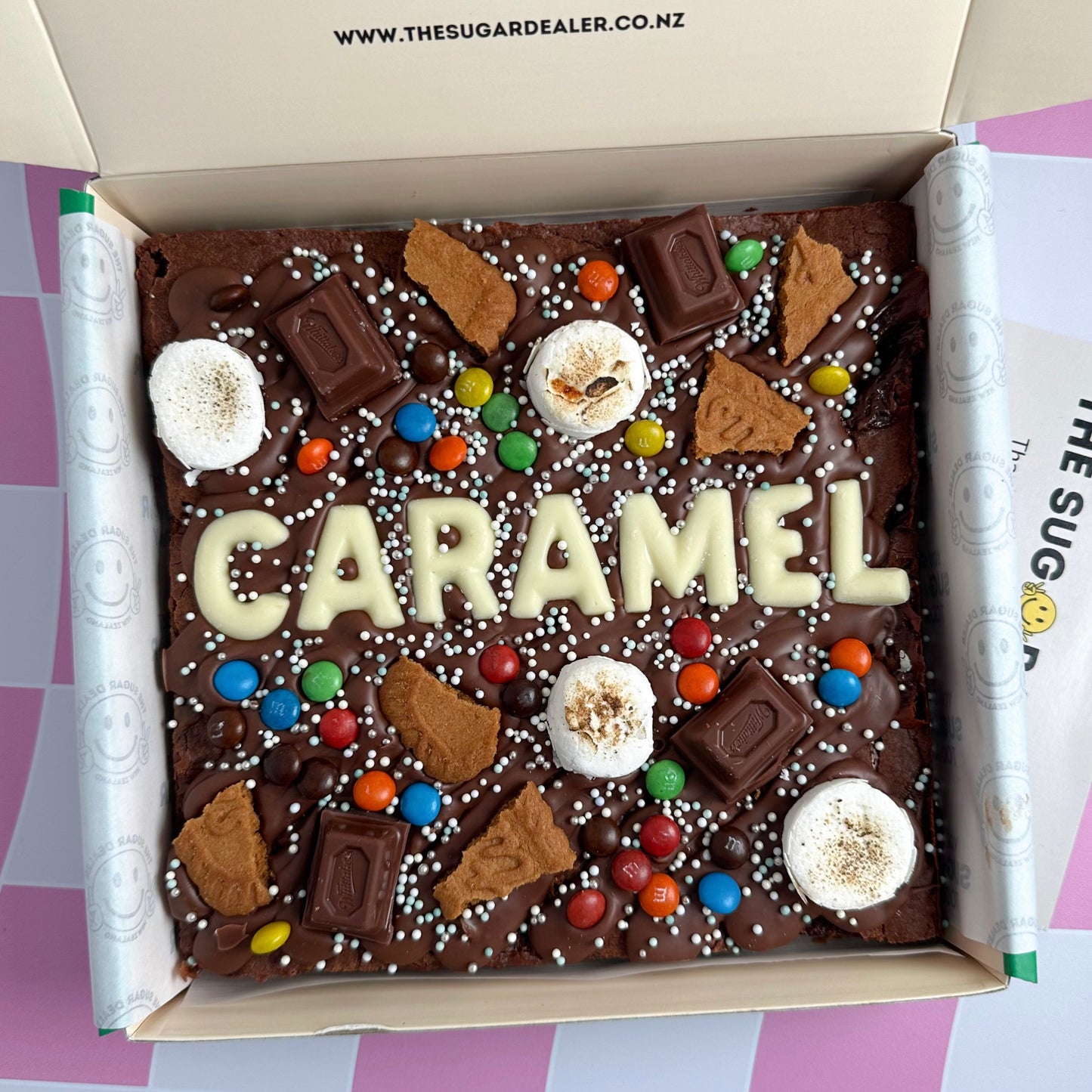 Custom message caramel brownie