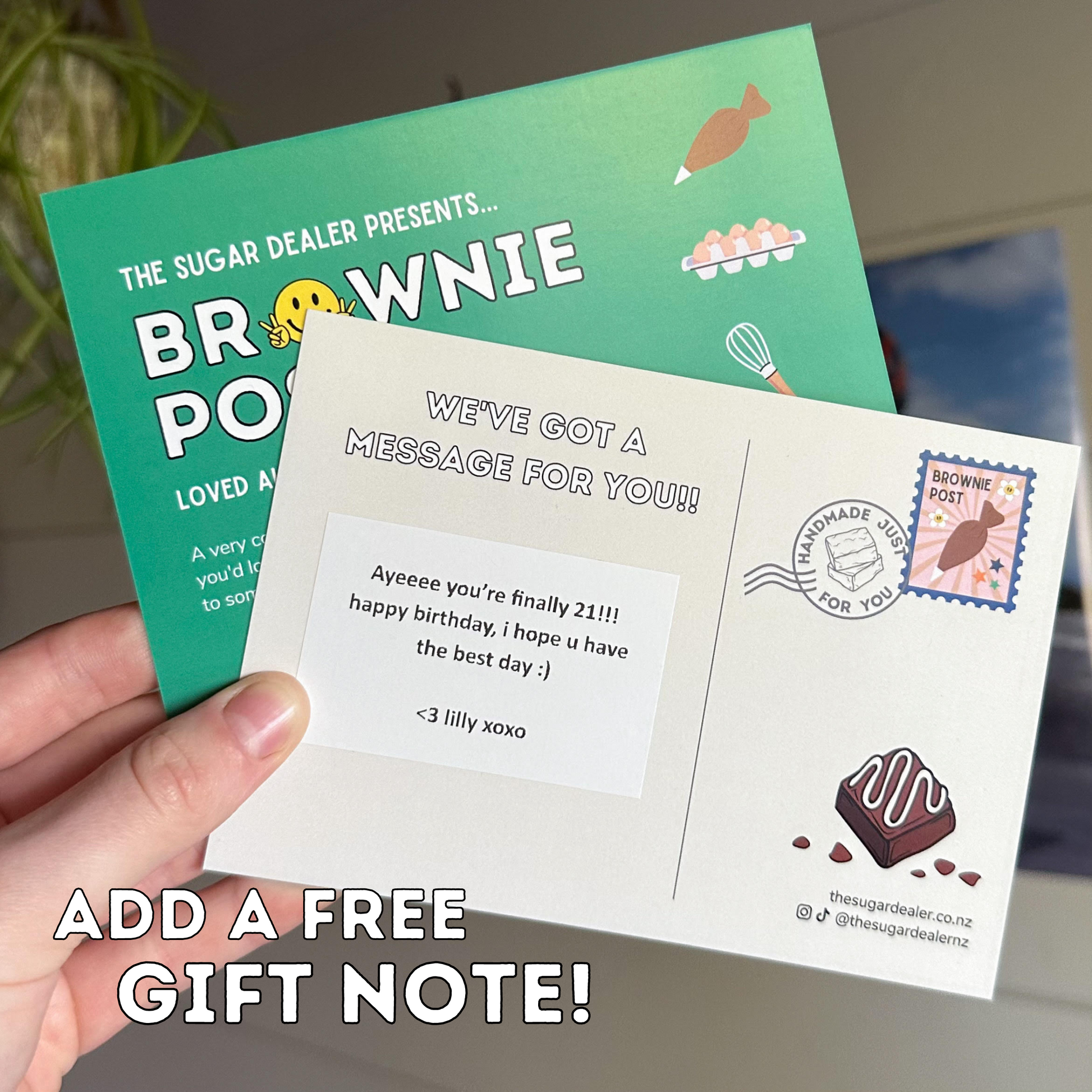 add a free gift note with your brownie